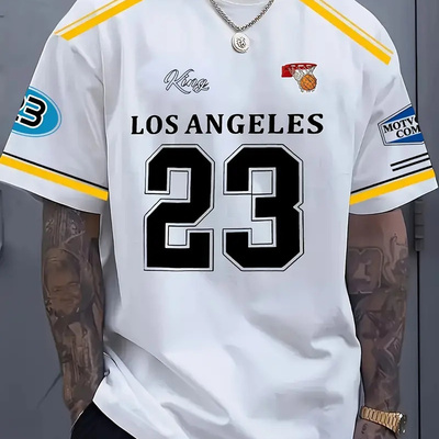 来图定制数字23夏季短袖美式男女同款运动橄榄球上衣印花篮球球衣