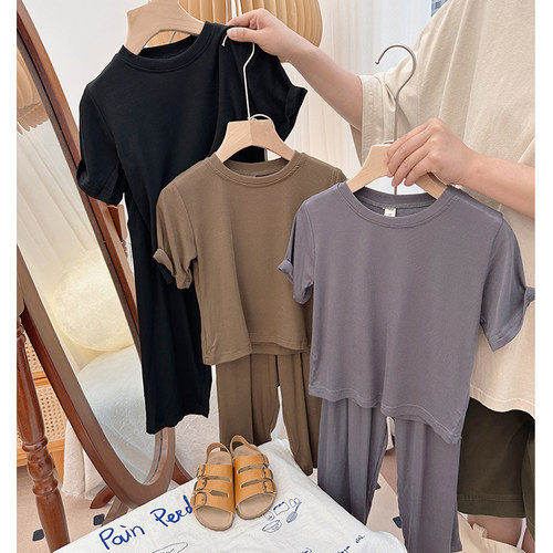 夏季莫代尔亲肤儿童家居服套装