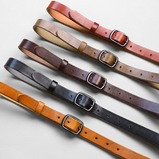 告密者头层水洗牛皮复古日字扣皮带真皮耐用腰带窄款男女百搭裤带