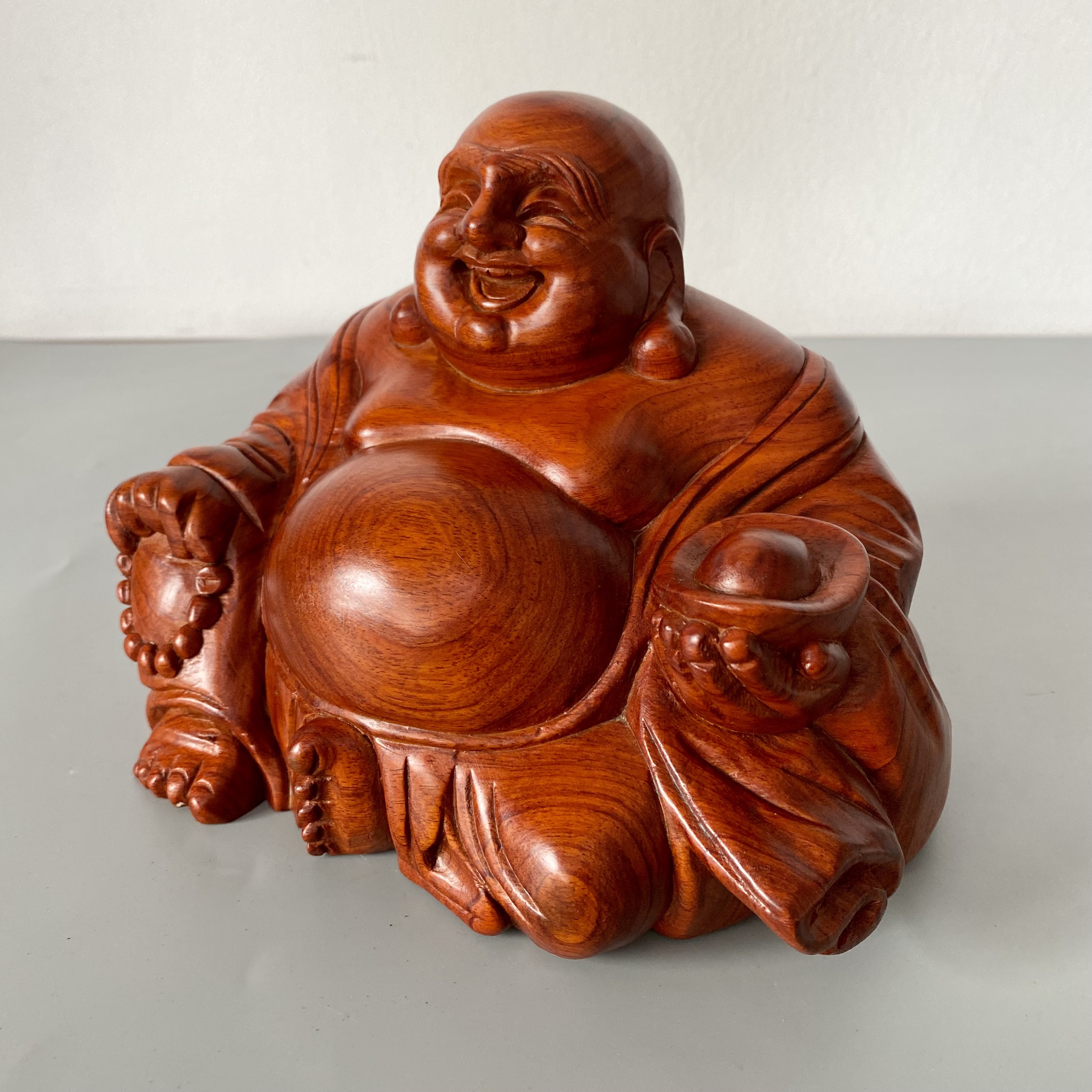 花梨木大肚笑佛弥勒佛坐佛和气生财摆件开业乔迁送礼客厅玄关装饰