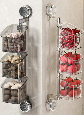 【下单立减50】厨房吸盘式置物架调料收纳筐免打孔墙上挂篮Y02