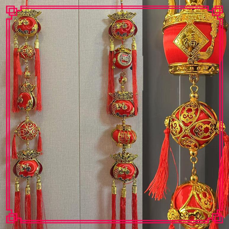 别墅装饰品大红大富大贵福袋绣球