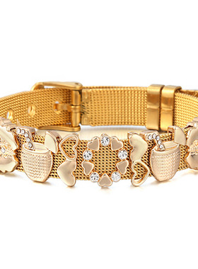 2022春季新款10mm不锈钢手表链式手链 DIY蝴蝶爱心情侣手链