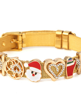 DIY圣诞老人串珠手链 10mm手表带手链女新款爱心饰品