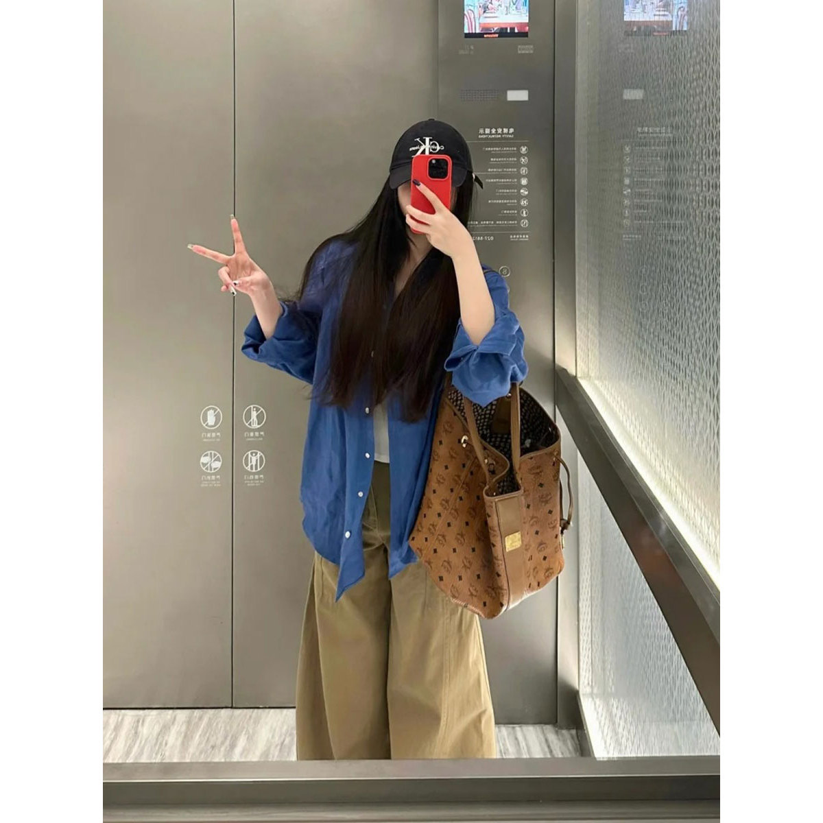 韩系chic别致克莱因蓝显白衬衫女2025新款春天宽松慵懒风休闲