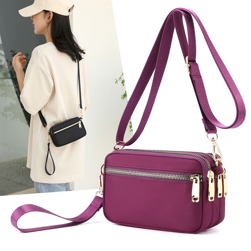 包包女新款单肩包多层生意收钱包防水尼龙布斜挎包女士时尚小背包