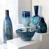 每周一三五10点上新 现代工业风玻璃花瓶软装 台面大摆件饰品10434