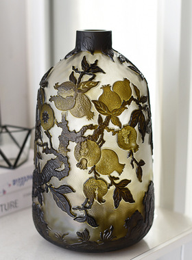 出口外贸Galle手工雕刻葛蕾艺术花瓶插花客厅家居台面收藏工艺品