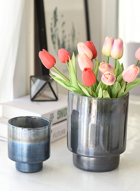 203每周一三五上新 外贸样品手工玻璃艺术花瓶灰色家居J5-3-4