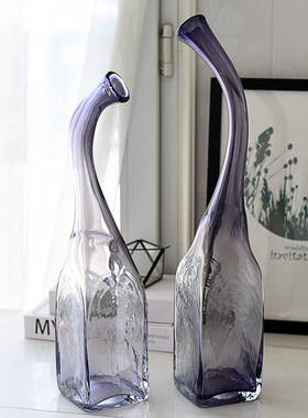 200每周一三五上新 外贸样品手工玻璃艺术花瓶淡紫色家居败家XK