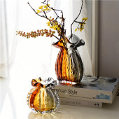 轻奢简约现代双色渐变玻璃花瓶民宿家居装 饰品高端样板间水培摆件