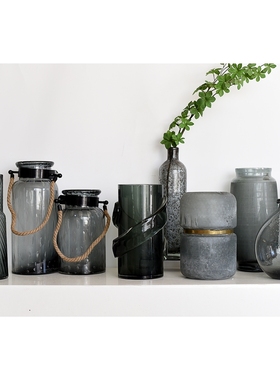 每周一三五上新 CH010外贸样品灰色手工玻璃花瓶孤品捡漏G3-3-4