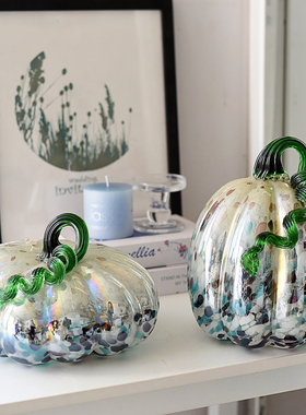 欧式炫彩南瓜玻璃花瓶客厅摆件