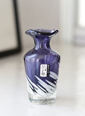 258日式玻璃花瓶紫色透明装饰摆件家居桌面工艺品C7-4