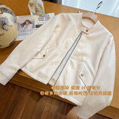 高级感酷飒风短款 橘喵家白色皮衣外套女2026新款 今年流行爆款 夹克