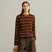 套头打底长袖 羊毛衫 女100%纯羊毛德国扬子纱复古条纹针织新款 毛衣
