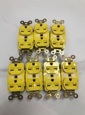 美国  HUBBELL 美标横脚插座 荷宝黄色插座250V1