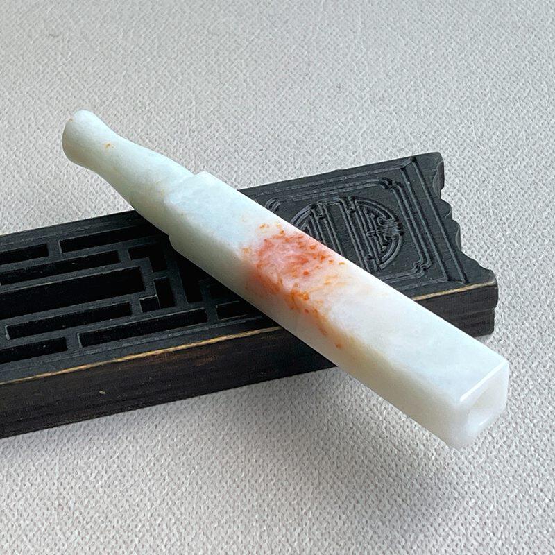 缅甸天然A货翡翠 老坑老种天然红翡洒金桂花糕玉石烟嘴 一物一图