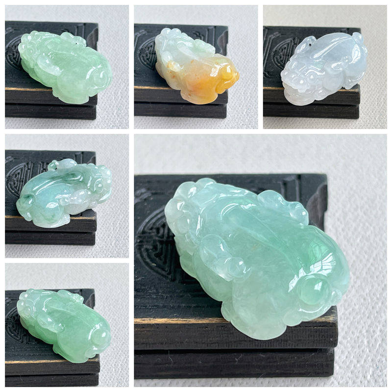 缅甸A货冰种阳绿翡翠貔貅吊坠