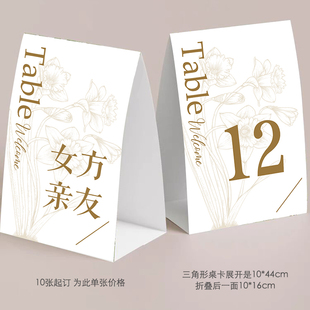 定制桌卡香槟色桌号牌浅橘色婚礼布置台牌卡主桌亲友桌小红书同款