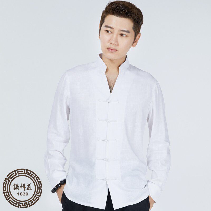 中国风复古唐装男长袖亚麻夏季衬衫中式宽松改良时尚休闲立领单衣