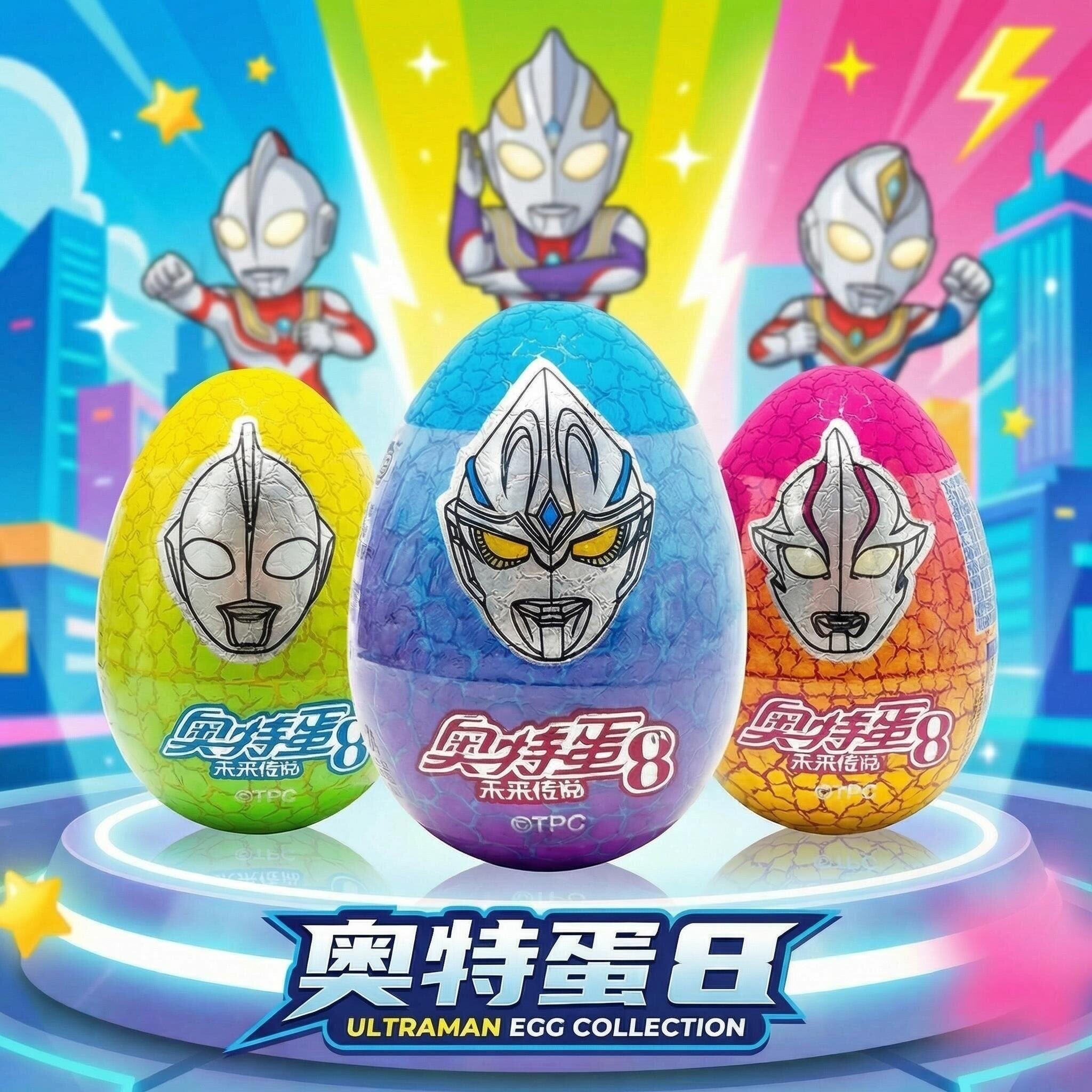 正版奥特蛋8代奥特曼蛋趣味蛋添乐卡通王怪兽变形蛋扭蛋8弹巧克豆