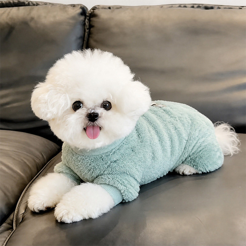 吉娃娃保暖加厚双面绒四脚秋冬小犬狗卫衣泰迪可牵引柔软狗狗卫衣