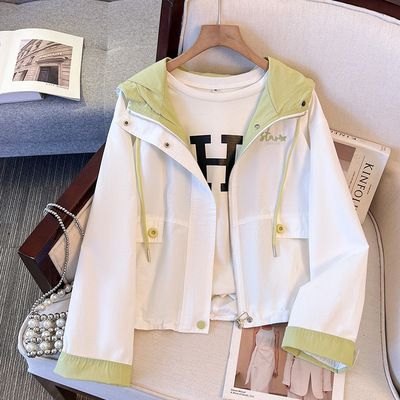 白色连帽棒球服外套女轻薄2025开春装新款今年流行的爆款开衫夹克