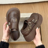 5cm厚底增高雕花布洛克勃肯鞋 复古一脚蹬乐福单鞋 女2026春季 新款