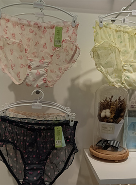 6条装伊内甜美网纱蝴蝶结时尚舒适女士网纱超薄冰丝三角内裤80385