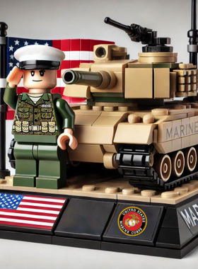 跨境新品Veterans人仔Blocks退伍军人街区积木摆件益智拼装玩具