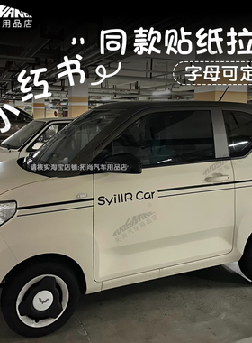 五菱宏光MINI1-3代车身贴纸小红书同款细长条腰线字母定制拉花贴