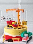 烘焙蛋糕装 饰卡通挖土机推土机工程车路障插件男孩生日甜品台摆件