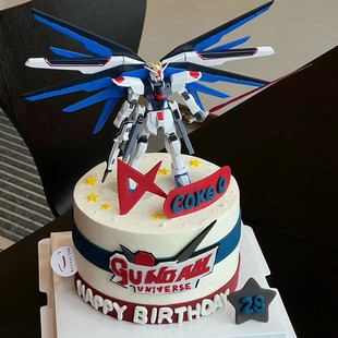 男孩蛋糕装饰高达机甲模型机动战士男神生日烘焙摆件
