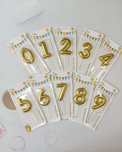 烘焙蛋糕装饰摆件铝箔数字蜡烛金色银色ins风0-9生日气球蜡烛插件