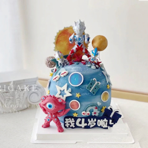 烘焙蛋糕装饰正版泽塔咸蛋超人怪兽玩偶摆件卡通英雄男孩生日插牌