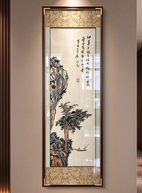 新中式高端玄关刺绣挂画清欢雅境书房挂墙氛围感苏绣装饰挂画