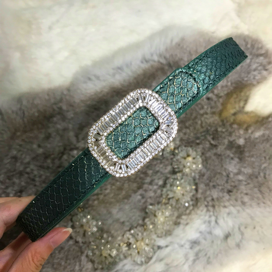 NEW仙品美物 超美墨绿色轻奢天然三文鱼皮细腰带女皮带裙带INS