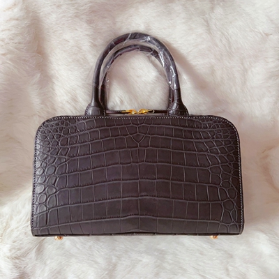 D家美物新品 超美深灰色尼罗鳄鱼皮女包手提包手挽包保龄球包