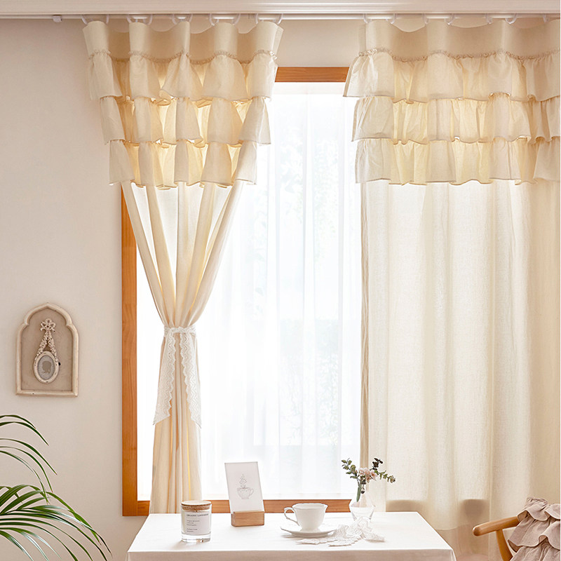 公主梦幻蛋糕层窗帘加厚窗纱防走光纱帘女孩卧室一体居家美学帘