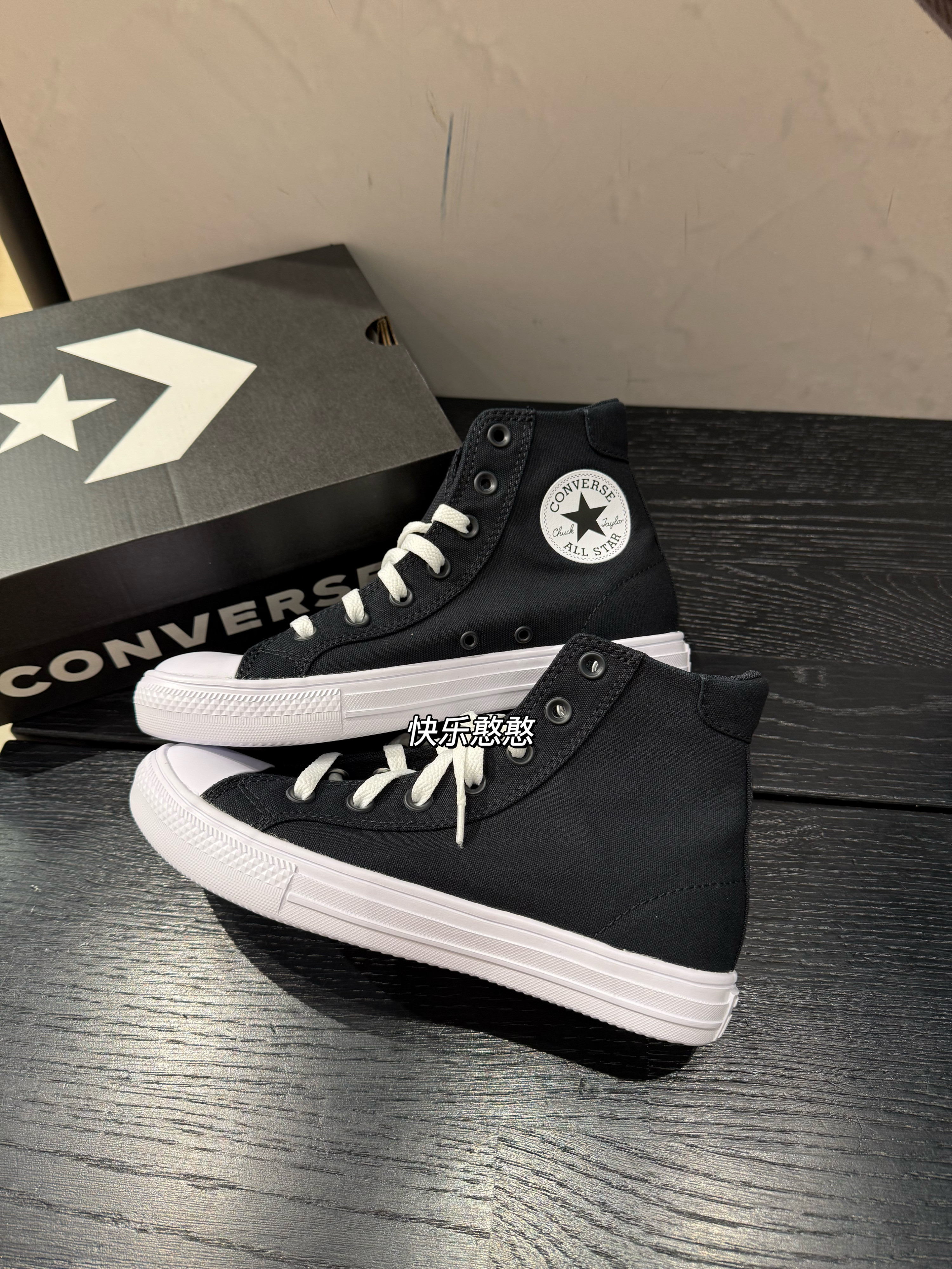 CONVERSE Chuck Taylor 匡威百搭高帮黑色运动休闲帆布鞋 A19298C