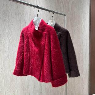 高品质山羊绒拉绒立领气质外套1220 简奢拉绒