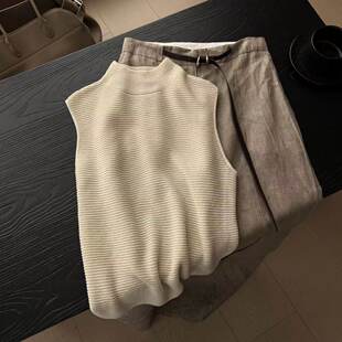 气质半高领亮片针织背心26313 26春夏新品 人间白茶