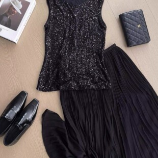 精致重工亮片无袖 26春夏新品 背心26316 星光夜曲