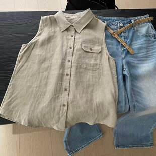 亚麻极简通勤无袖 26春夏新品 翻领衬衫 檀木慢调