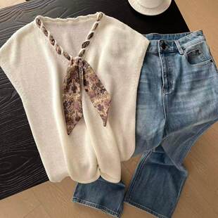 波西米亚风丝巾系带无袖 26春夏新品 柔情 上衣26316 法式