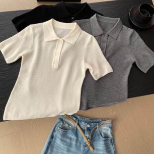 领短袖 26春夏新品 针织上衣女百搭显瘦26323 夏日逸缕