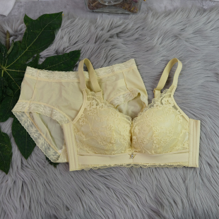 袔苡莥加厚平胸小胸手掌杯法式蕾丝内衣套装无钢圈柔软聚拢文胸女