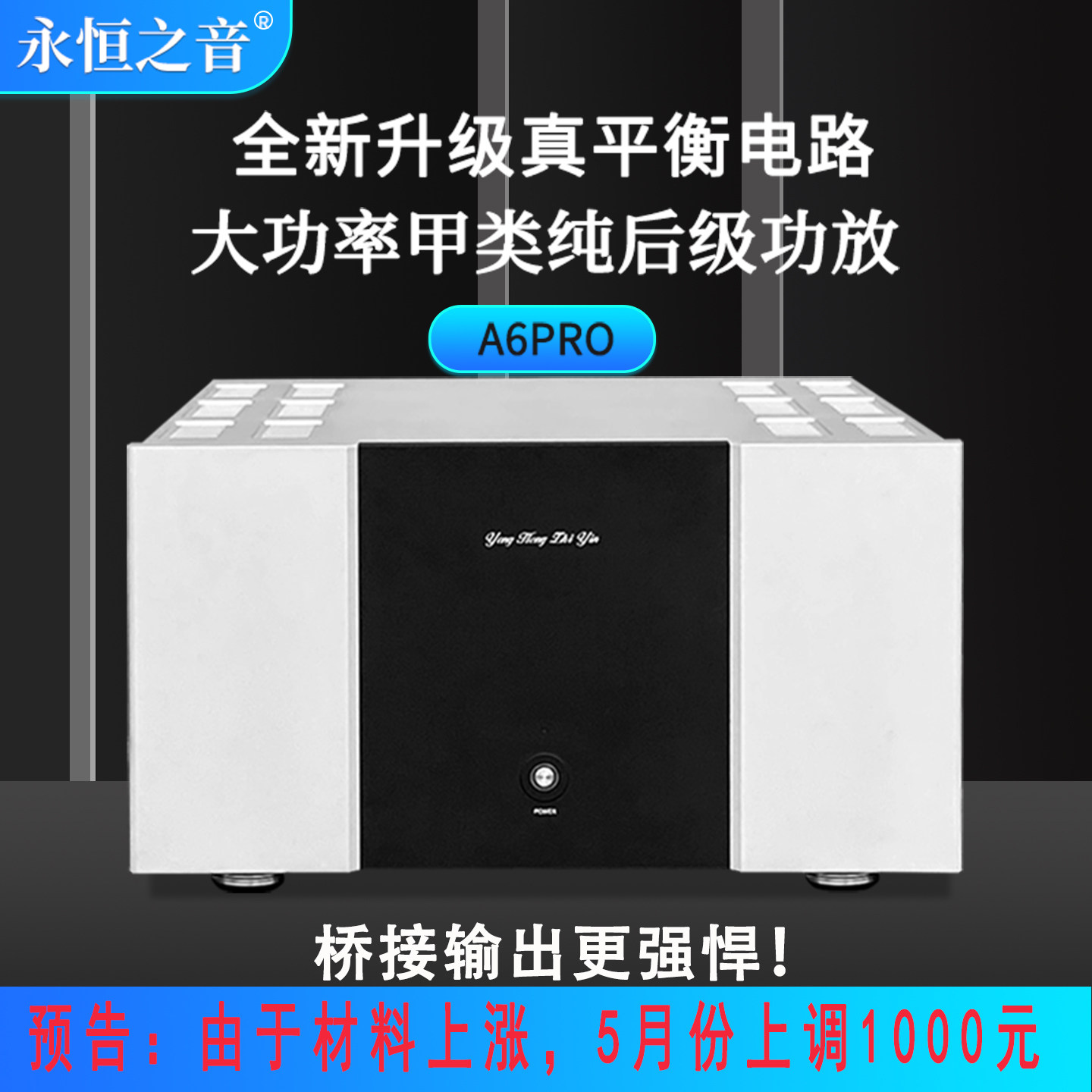 永恒之音品牌新升级版A6pro大功率甲类家用高端hifi纯后级功放机