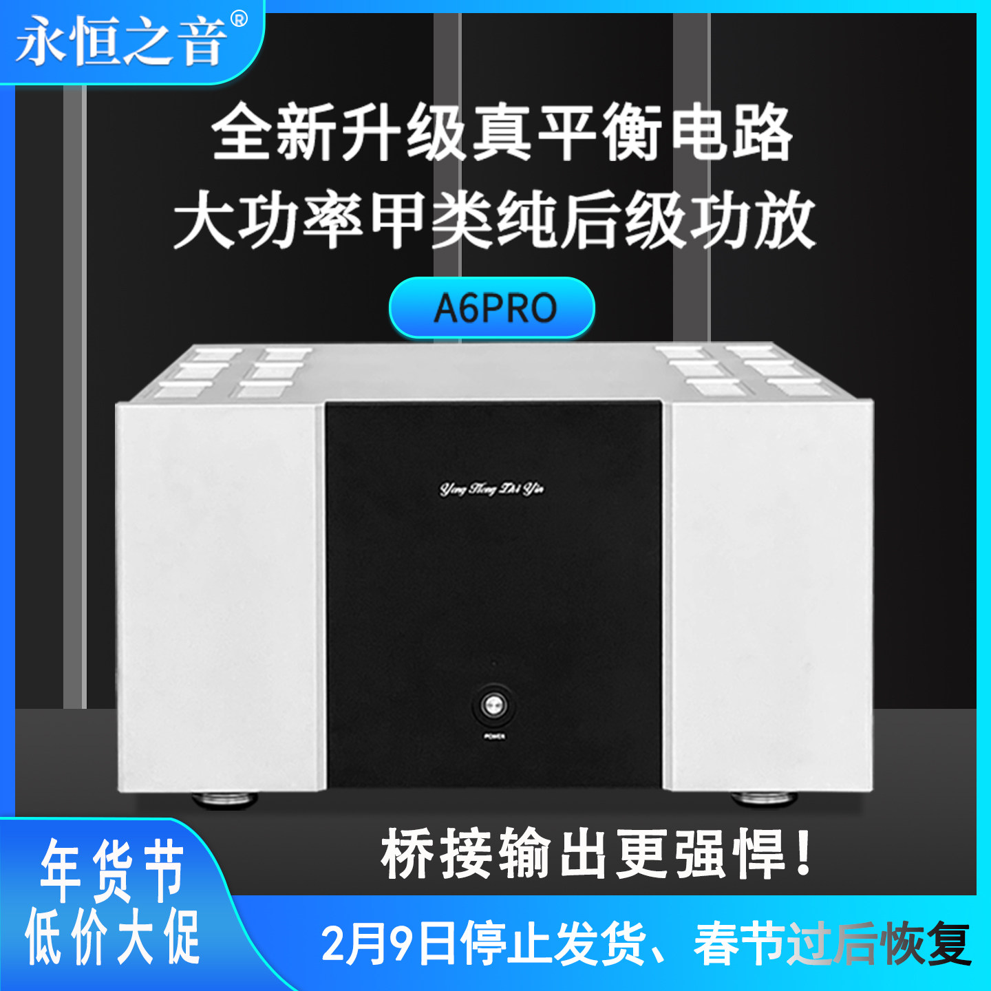 永恒之音品牌新升级版A6pro大功率甲类家用高端hifi纯后级功放机